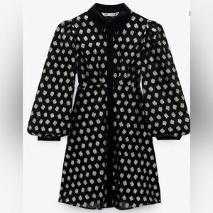 Zara Black Dress with Gold Pattern